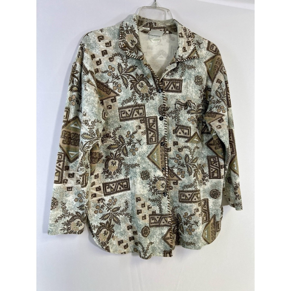 Vintage 90's‎ Laura Ashley Aztec Geo Floral Shirt Button Up Cottagecore Size M - Picture 8 of 15